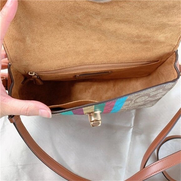 Coach C5644 Marlie Top Handle Satchel In Signature Canvas With Stripe Khaki Mult - Picture 9 of 10